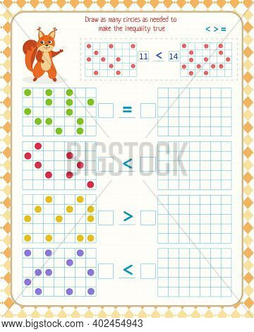 Math Game For Children. Development Of Logic. Count How Many Filled Cubes And Compare Two Numbers: G