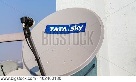 New Delhi - 01 Jan, 2021 - Close-up View Of Tata Sky Dth Dish Antenna