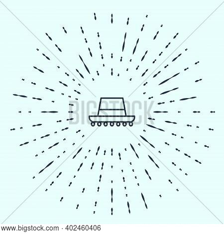 Black Line Traditional Spanish Hat Icon Isolated On Grey Background. Abstract Circle Random Dots. Ve