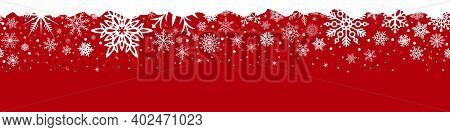Seamless Christmas Abstract Vector Ornament With White Snowflakes And Stars.
Red Background.