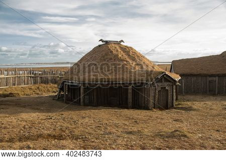 Traditional Authenic Viking Village Replica Movie Set Film Location In Hofn Stokksnes Vestrahorn Sou