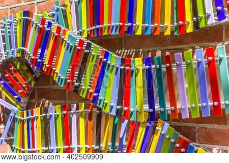Ootmarsum, Netherlands - May 26, 2020: Colorful Decoration On The Wall Of A House In Ootmarsum, Neth
