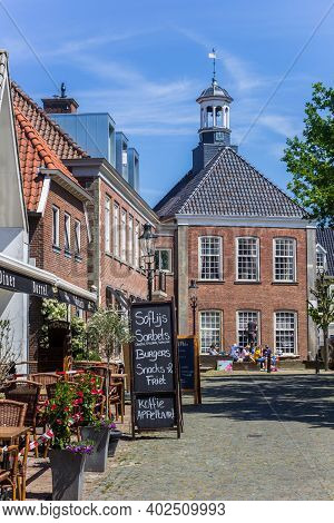Ootmarsum, Netherlands - May 26, 2020: Street Leading To The Historic Town Hall Of Ootmarsum, Nether