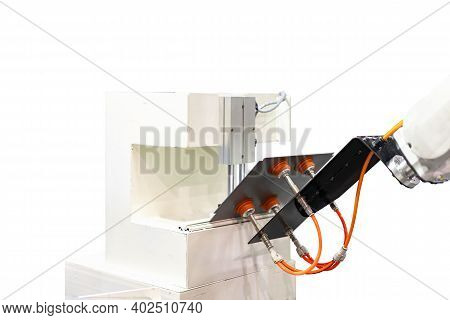 Robot Arm And Automatic Vacuum Or Suction Cup For Pick & Place Transportation Metal Sheet Plate Or M