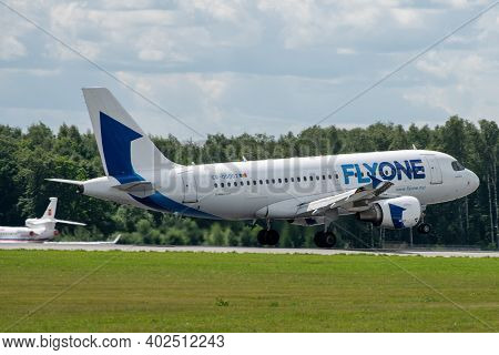 July 2, 2019, Moscow, Russia. Airplane Airbus A319-100 Fly One Airlines At Vnukovo Airport In Moscow