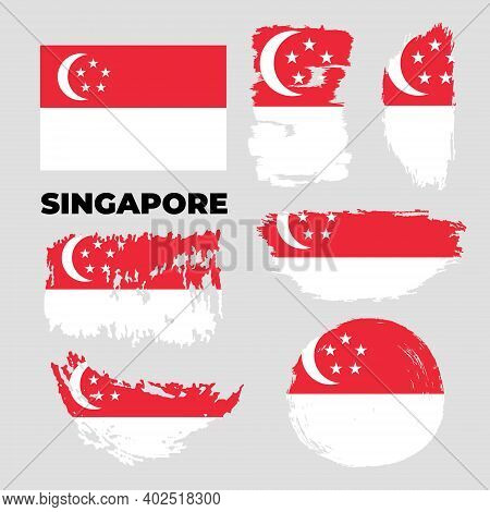 Flag Of Singapore In Real Proportion With Switchable Wavelike Gradient