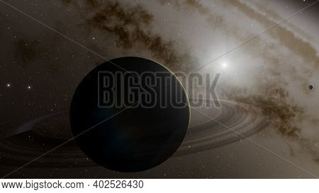 Planets And Galaxy, Science Fiction Illustration. Beauty Of Deep Space. Billions Of Galaxy In The Un