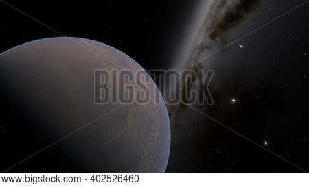 Planets And Galaxy, Science Fiction Illustration. Beauty Of Deep Space. Billions Of Galaxy In The Un