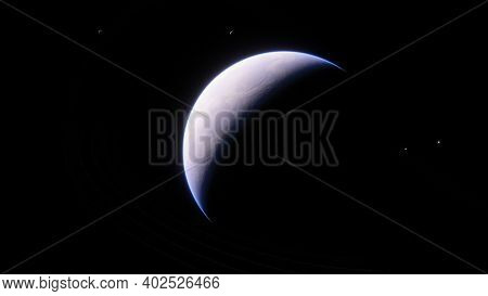 Planets And Galaxy, Science Fiction Illustration. Beauty Of Deep Space. Billions Of Galaxy In The Un