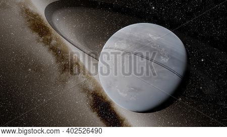 Planets And Galaxy, Science Fiction Illustration. Beauty Of Deep Space. Billions Of Galaxy In The Un