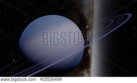 Planets And Galaxy, Science Fiction Illustration. Beauty Of Deep Space. Billions Of Galaxy In The Un