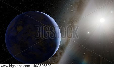 Planets And Galaxy, Science Fiction Illustration. Beauty Of Deep Space. Billions Of Galaxy In The Un