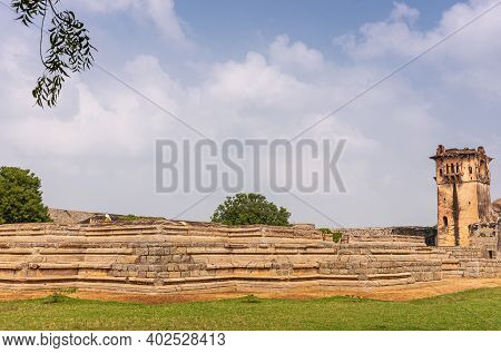 Hampi, Karnataka, India - November 5, 2013: Zanana Enclosure. Remains Of Queens Palace Is Base Platf