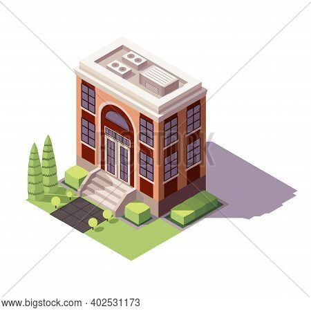 Isometric Educational Building. Architecture Of Modern City Historic Educational Icon. Public Librar