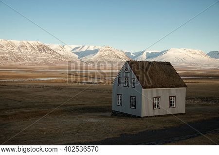 Panoramic View Of Traditional Buildings Glaumbaer Museum In Skagafjordur Northern Iceland Europe In 