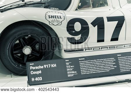 Stuttgart, Germany 6 March 2020: The Porsche 917 Kh Coupe 1969 In Porsche Museum.