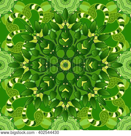 Of Doodle Elements. Hand Drawn Vector Illustration. Seamless Flower Pattern Can Be Used For Sketch, 