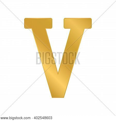 Golden Roman Numeral Five On White Background. Vector Illustration.