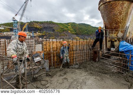 Autumn, 2016 - Magadan, Russia - Construction Of The Ust-srednekanskaya Hydroelectric Station. Build