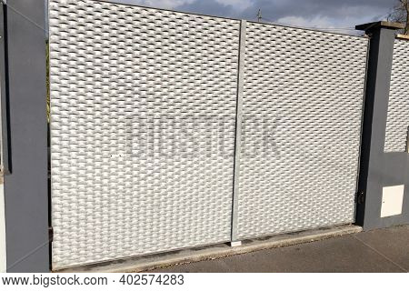 Grey Steel Brut Metal House Portal Of Suburban House