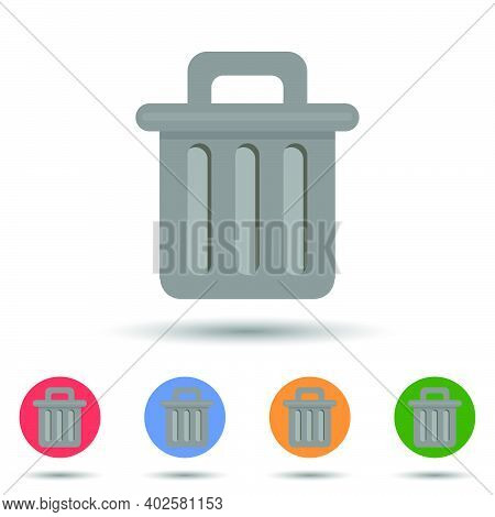 Flat Illustration Of Trash Bin Icon Vector Logo Isolated On Background