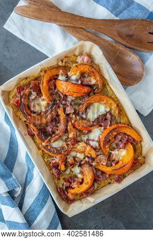 Healthy Baked Pumpkin Polenta Pizza With Cheese