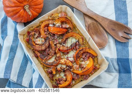 Healthy Baked Pumpkin Polenta Pizza With Cheese