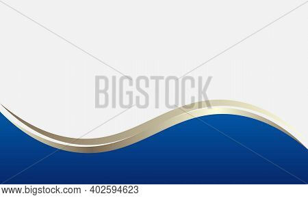 Blue And Gold Wavy Shape Background. Smart Design For Your Business Advert.