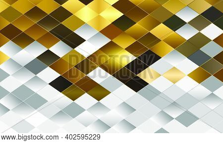 Abstract Gold And White Geometric Rhombus Background. Template For Your Design.