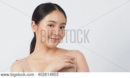 Young Asian Woman Beauty Face Make Up For Skincare Cosmetic
