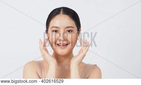 Young Asian Woman Beauty Face Make Up For Skincare Cosmetic