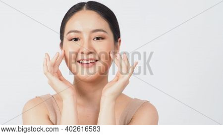 Young Asian Woman Beauty Face Make Up For Skincare Cosmetic