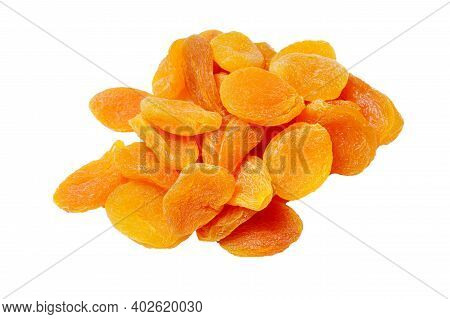 Delicious Dried Apricots Isolated On White Background. Dry Fruit