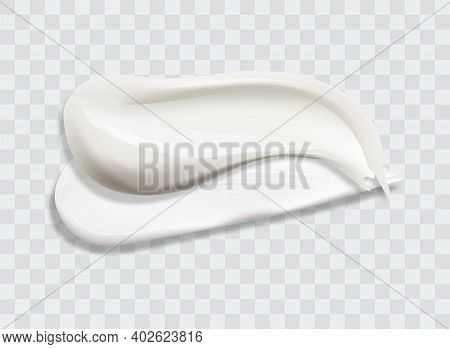 Cream Texture Stroke Isolated On Transparent Background. Facial Creme, Foam, Gel Or Body Lotion Skin