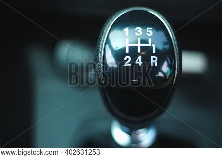 Manual Car Gear Stock Image - Manual Five Speed Gearbox In The Car Macro. Five Speed Gearshift For A