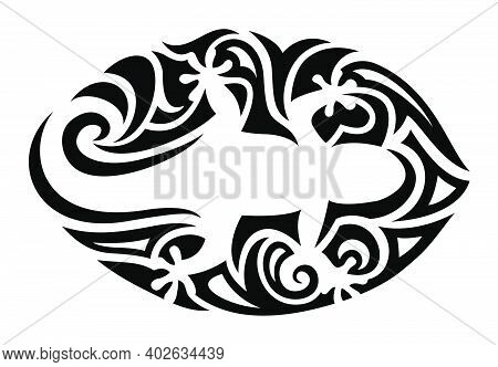 Beautiful Tribal Tattoo Illustration With Isolated On The White Background Black Vintage Pattern Aro