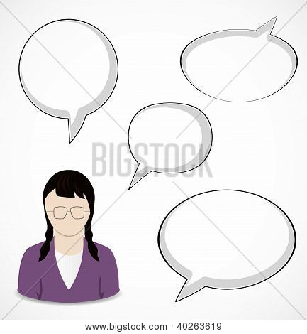 Woman and speech bubbles