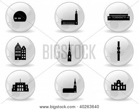 Web buttons, landmark icons - Stockholm
