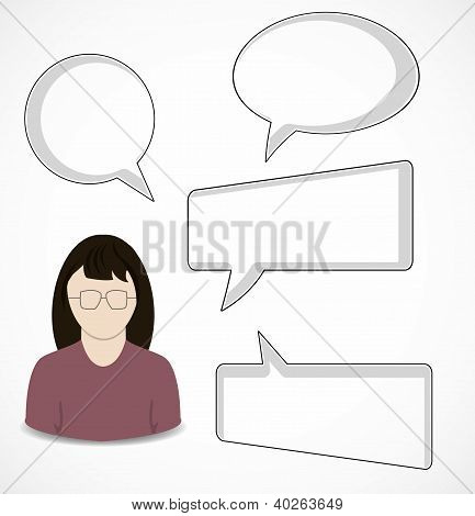 Woman and speech bubbles