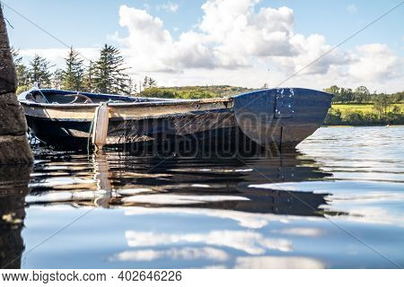 Rowing Boat At The Pier In Bruckless In County Donegal - Ireland.
