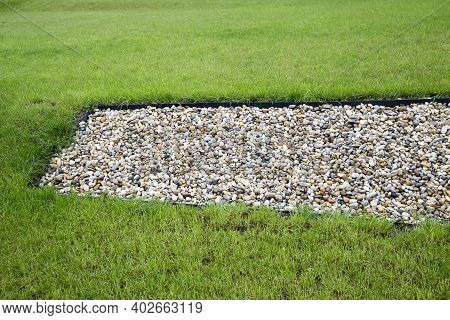 Pebblestones And Green Grass