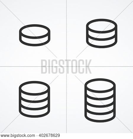 Database Icon Set. Storage Network Symbol. Data Management Icon. Stock Vector Illustration Isolated