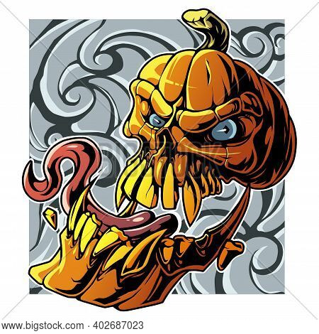 The Scary Pumpkin Mascot Logo With Background