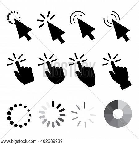 Flat Button. Cursors Loading. Illustration For Web Design. Stock Image. Eps 10.