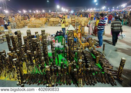 Kolkata, West Bengal, India - 31st December 2018 : Cane Flower Vases And Other Furnitures, Sofas Mad