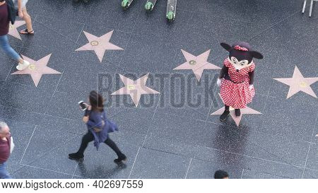 Los Angeles, California, Usa - 7 Nov 2019: Walk Of Fame Promenade On Hollywood Boulevard In La. Peda