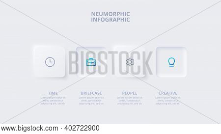 Neumorphic Buttons For Infographic. Template For Diagram, Graph, Presentation And Chart. Skeuomorph 