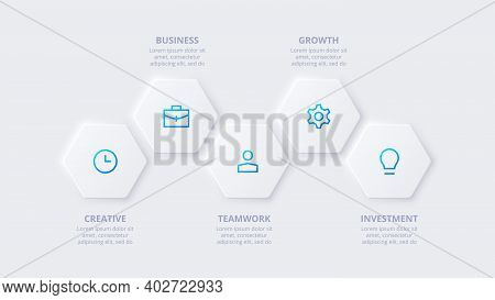 Neumorphic Element For Infographic. Template For Diagram, Graph, Presentation And Chart. Skeuomorph 