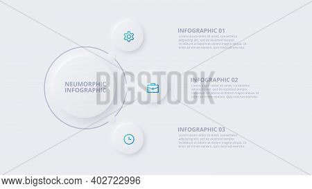 Neumorphic Circle Elements For Infographic. Template For Diagram, Graph, Presentation And Chart. Ske