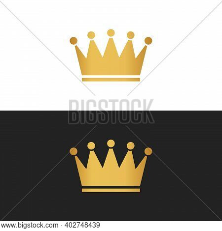 Royal Attribute Golden Crown Isolated On A White And Black Background, Stock Vector Illustration